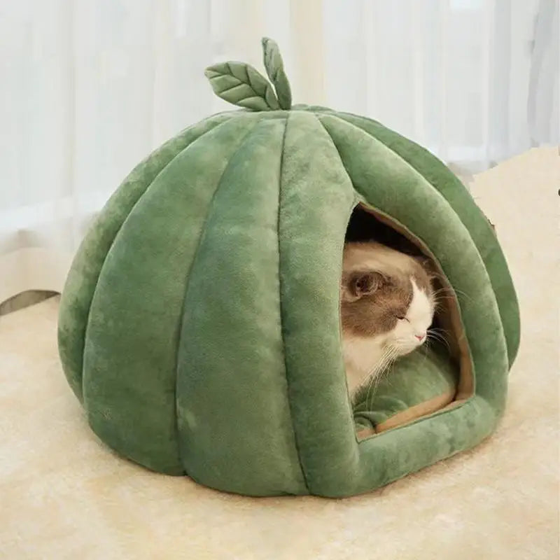 Pumpkin Cat Bed Cat House Enclosed Cat Bed Cat Cave Thickened Halloween Pet Bed Cat Hideaway For Kittens Small Dogs Winter Home
