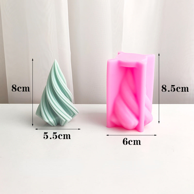 Large Silicone Christmas Tree Candle Mold 3D Wavy Striped Design for Crafting Soaps and Resins Home Decor Essentials
