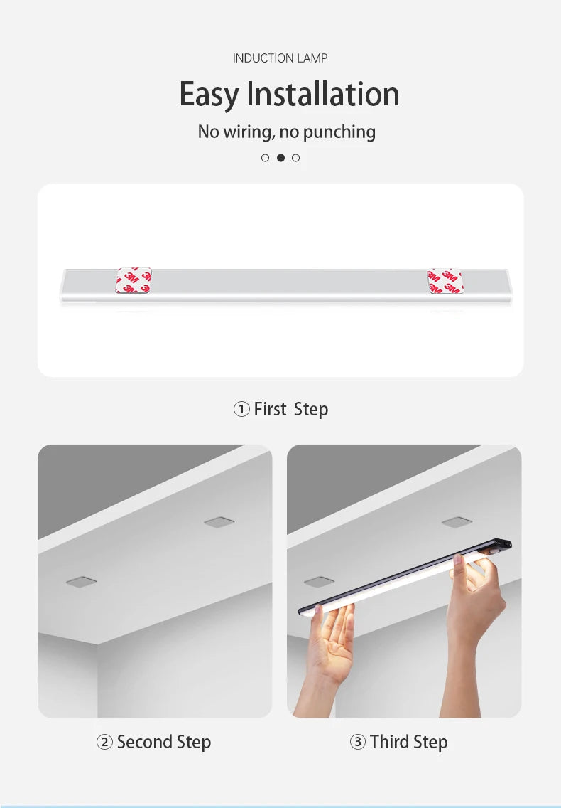 Motion Sensor Light Wireless LED Night Light USB Rechargeable Night Lamp for Cabinet and Kitchen Use