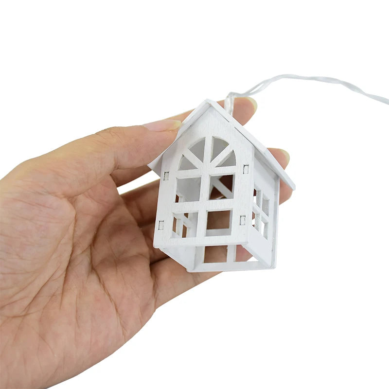 2M 10LED Wooden House LED Fairy Light String for Christmas Home Decor and Tree Ornaments