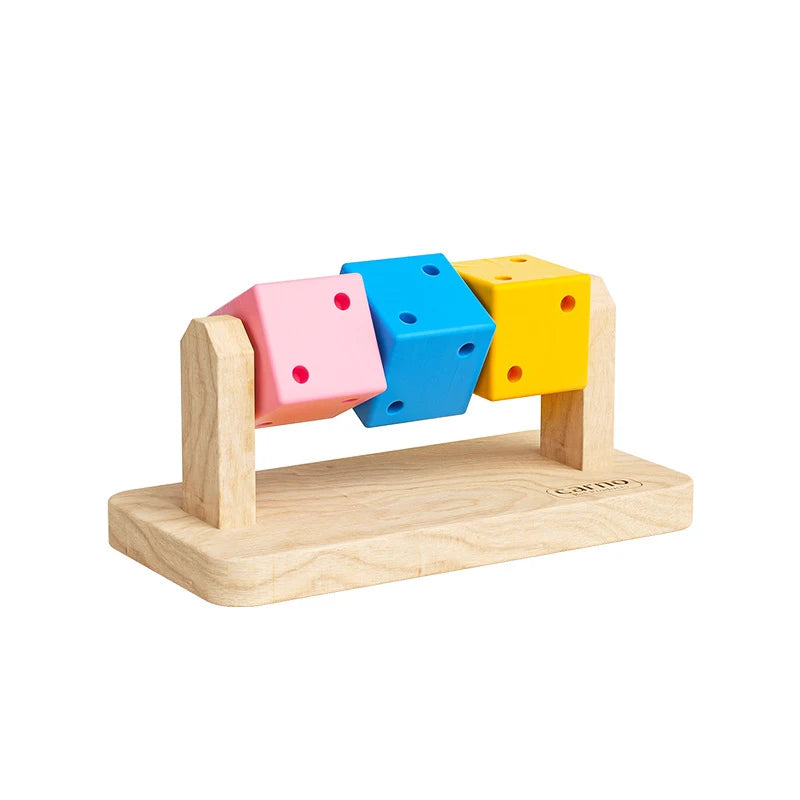 1pc Funny Colorful Wooden Rubik's Cube-shaped Interactive Chewing Toy for Small Pet Birds Parrots Hamsters Boredom Relief Toys