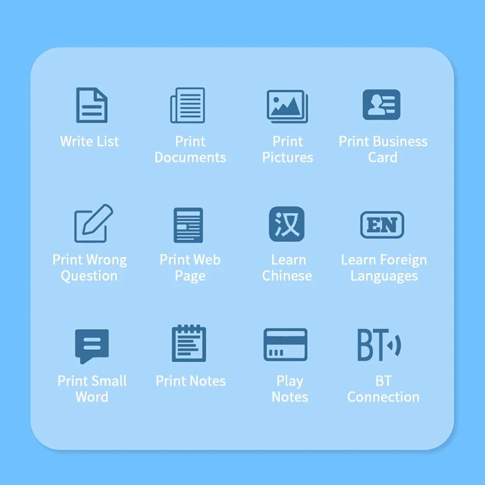 Mini Thermal Printer Wireless BT 200dpi Portable Bluetooth Printer