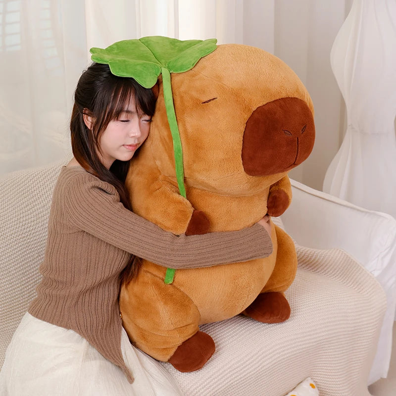 30-85cm Giant Lotus Leaf Umbrella Capybara Plush Toy