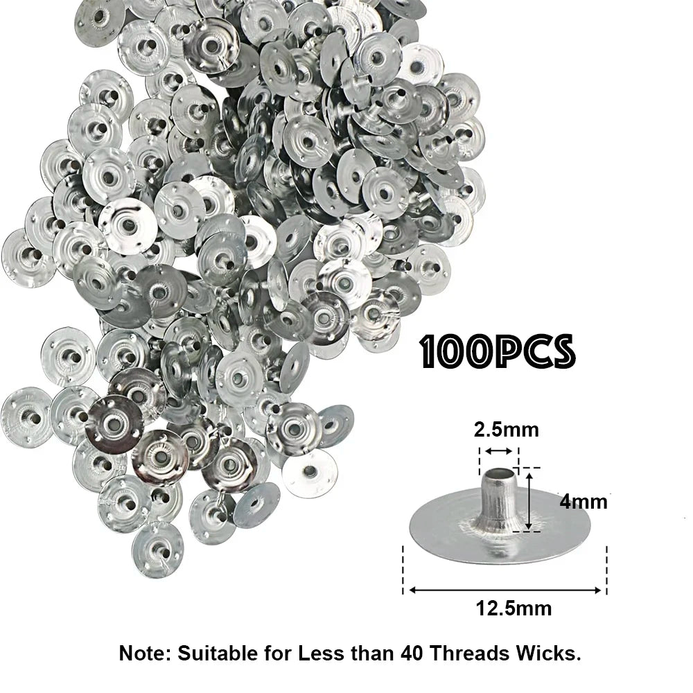 100PCS Candle Wick Tabs Metal Base for DIY Candle Making