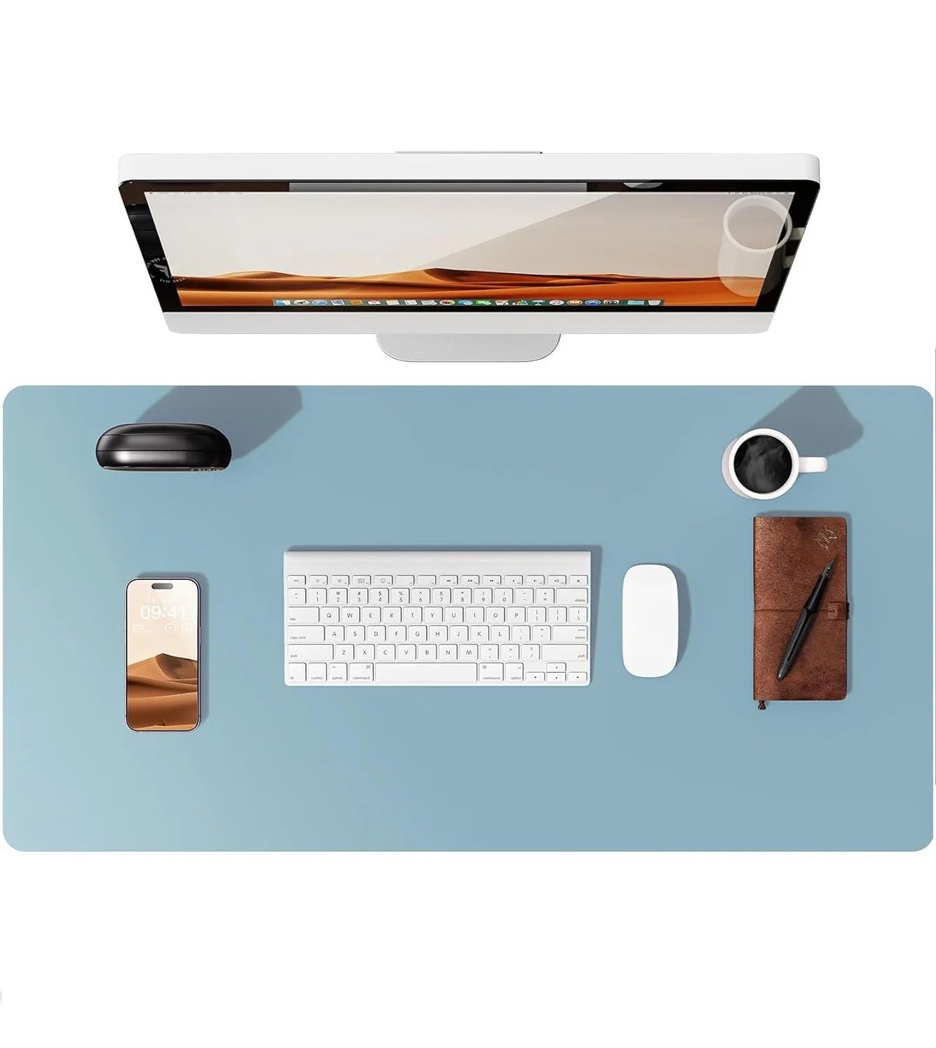 Large Mouse Pad,Office Desk Mat, Leather Desk Pad Protector, Non-Slip PU Leather Desk Blotter, Laptop Desk Pad