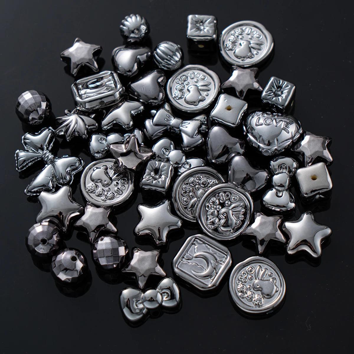 20g Y2K Mixed Bowknot Flower Heart Acrylic Cute Beads for DIY Jewelry Craft