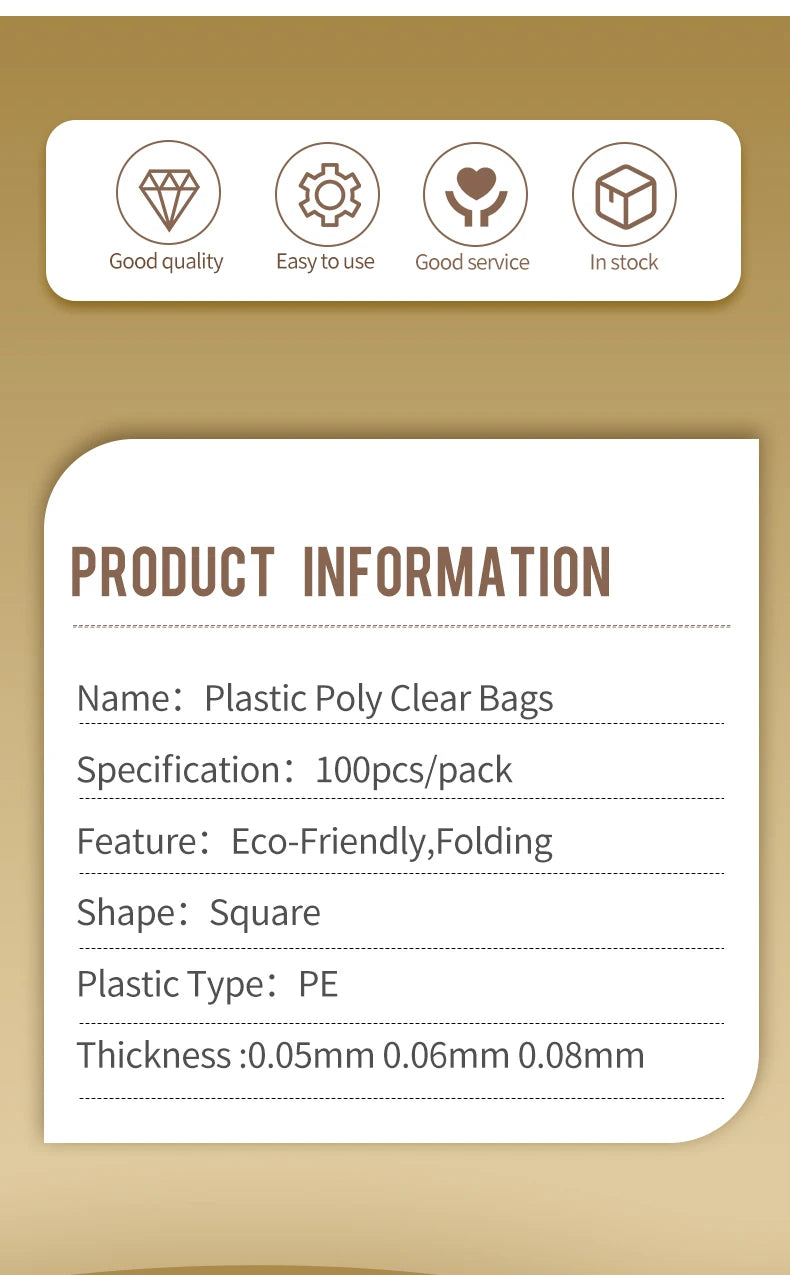 100pcs/Pack Small Zip Lock Plastic Bags 0.05mm Thick