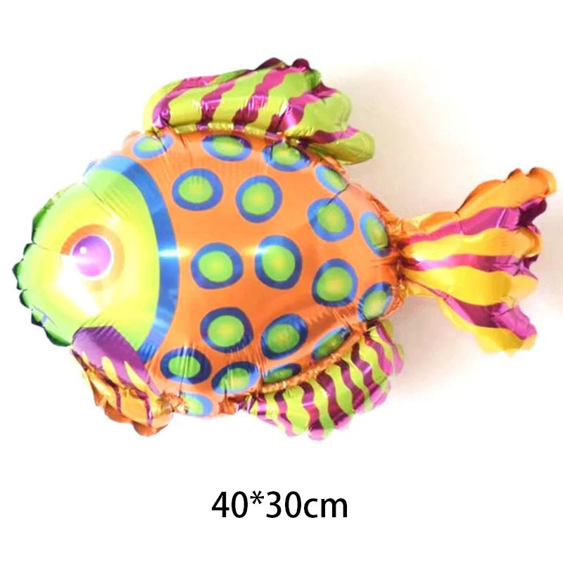 4th Birthday Sea Animal Decoration Blue Foil Balloon 32inch