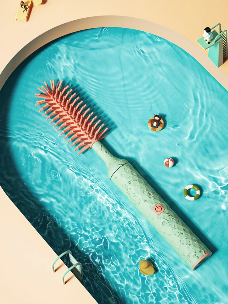 3 Pieces Electric Bottle Brush Set with 360 Degree Rotating Long Handle Waterproof Silicone Cleaning Brushes for Straws and Pacifiers