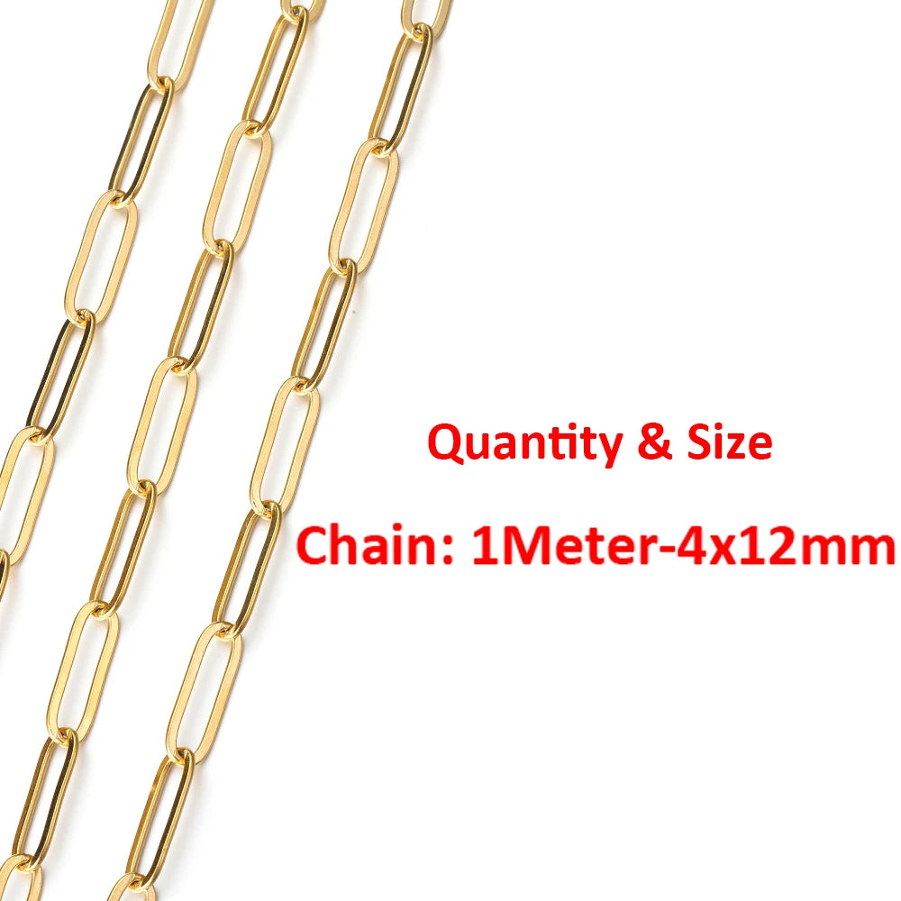 2 Meters/1 Meter High Quality Gold Color Stainless Steel Chain for DIY Jewelry Making