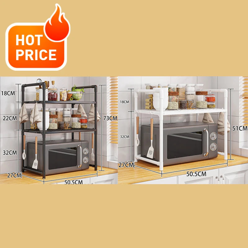 Multi Layer Kitchen Storage Rack Condiment Organizer Microwave Shelf Countertop Tidying Solution Kitchen Accessories