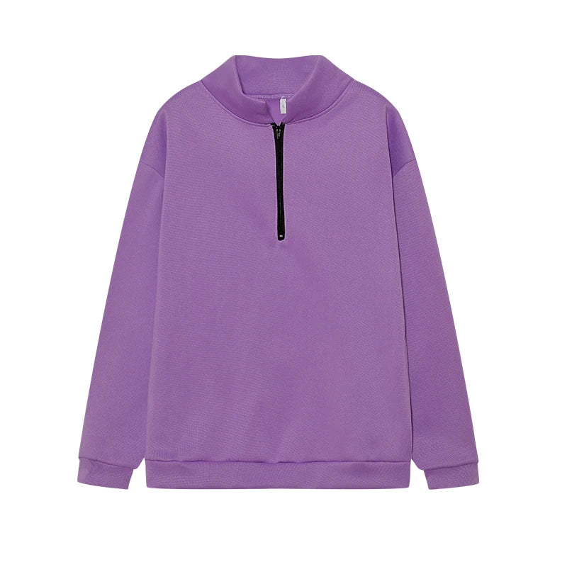 2024 Autumn And Winter Casual Half Zipper Jacket Sweater Woman