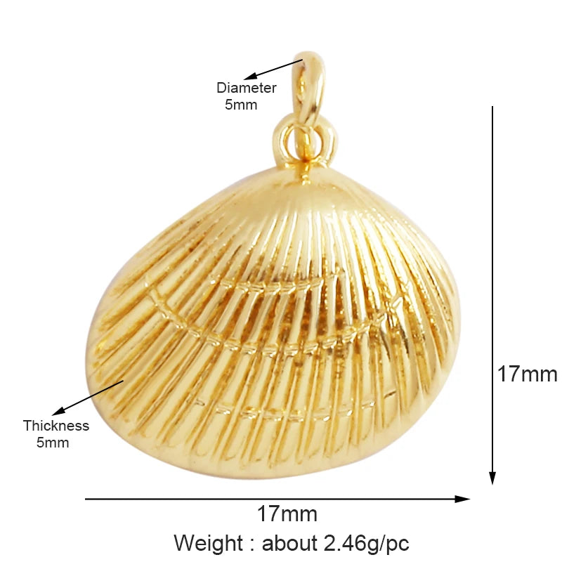 Fish Monta Ray Sea Conch Shell Coral Charm Pendant Gold Plated Zircon Jewelry
