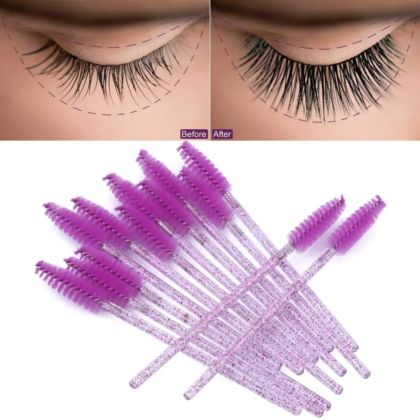500 or 1000 Pieces Disposable Mascara Wands Eyelash Brush Spoolies for Eyebrow and Eyelash Extensions Colorful Beauty Tools