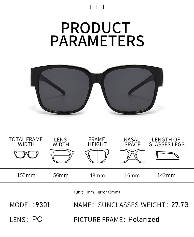 Men Women Polarized Sunglasses Over Myopia Glasses Vintage Outdoor Goggles