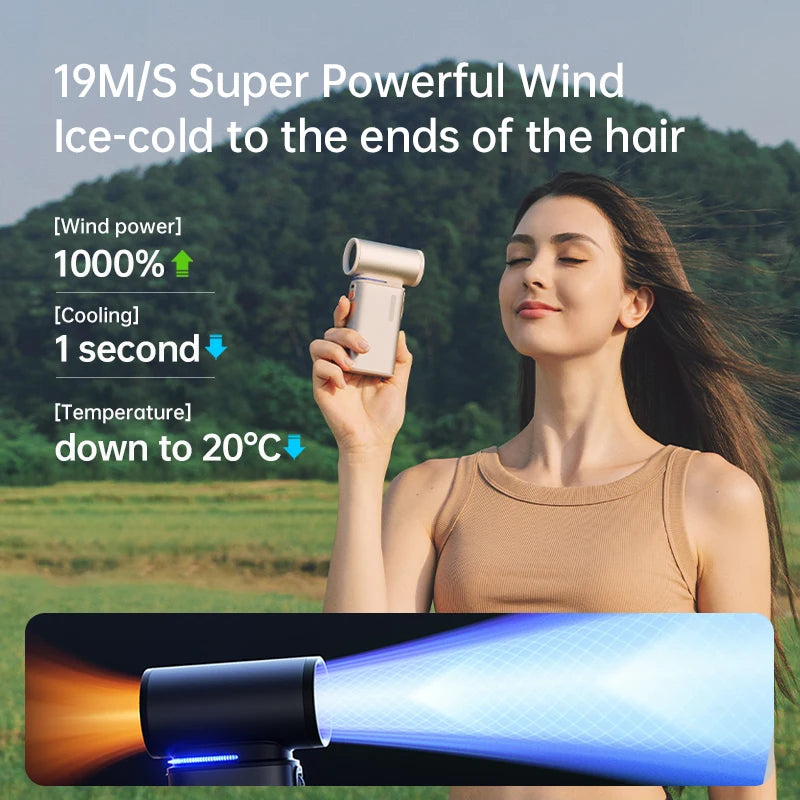 Turbo Handheld Fan – 100-Speed, 9000mAh Battery, LED Display for Outdoor Cooling