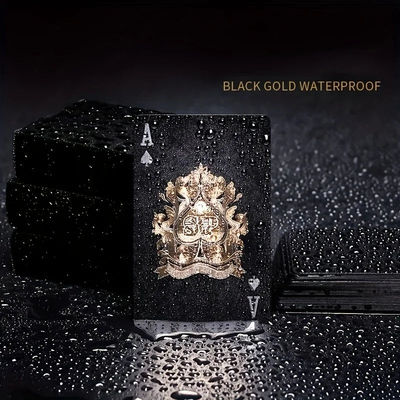 Black Gold Waterproof Plastic Playing Cards for Poker Games