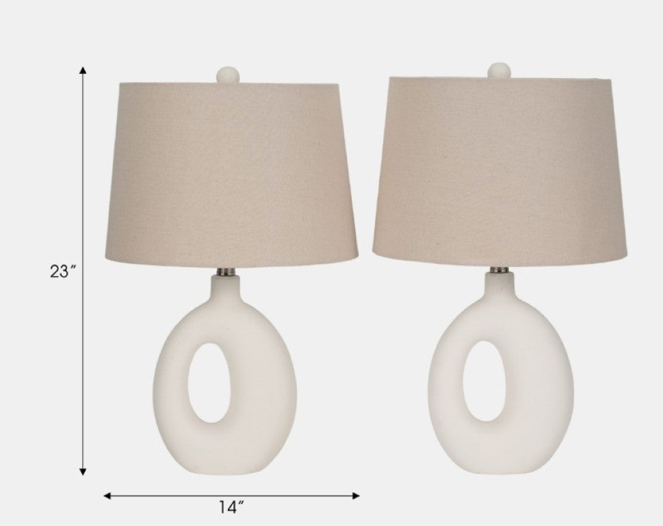 Sagebrook Home 23" Open Cut Out Table Lamp (2-Pieces) - White/Beige