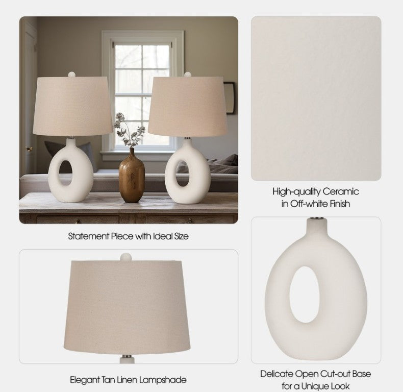 Sagebrook Home 23" Open Cut Out Table Lamp (2-Pieces) - White/Beige