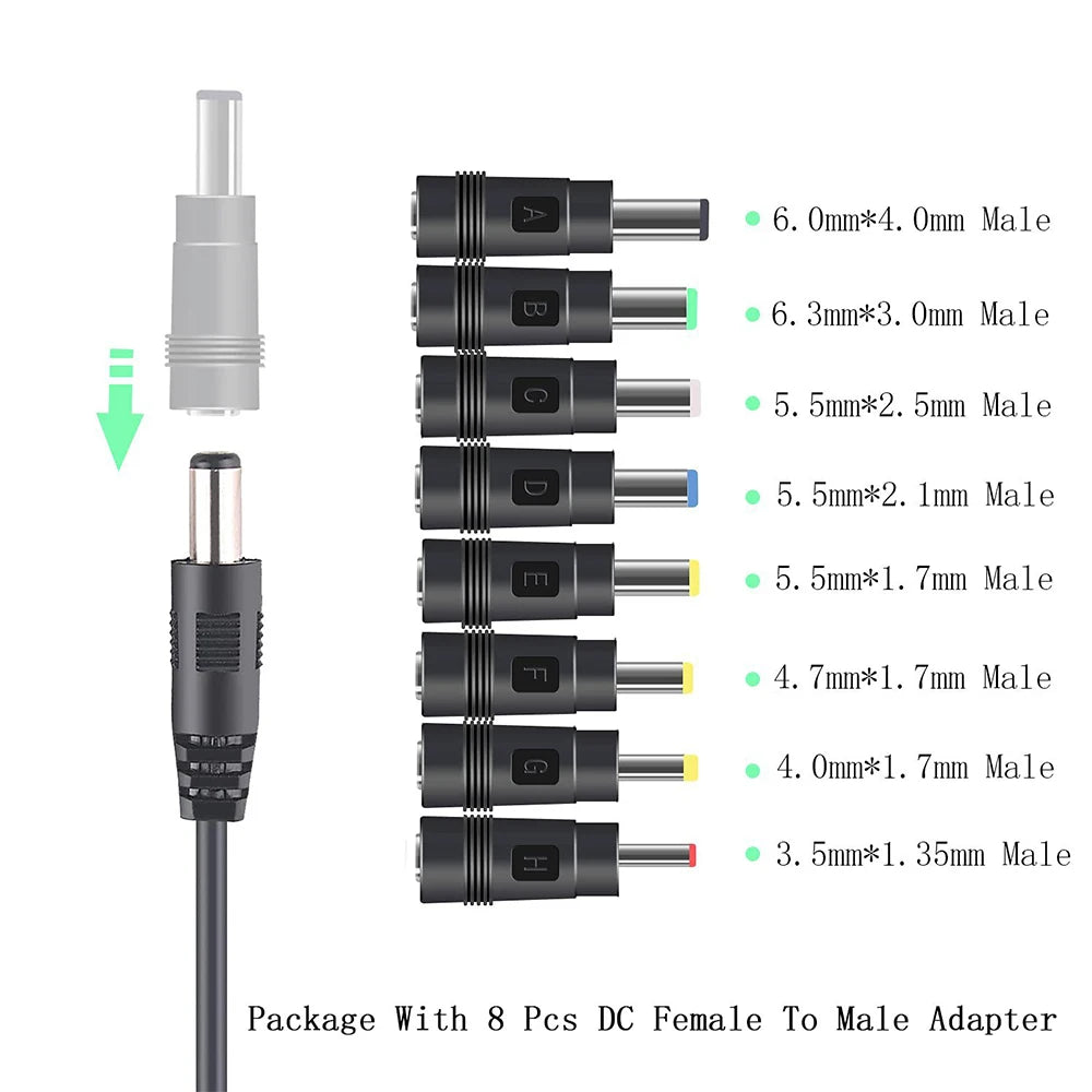 OLAF USB to DC Power Cable 5V to 12V Boost Converter with 8 Adapters for Wifi Router Mini Fan Speaker