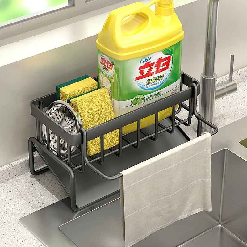 Stainless Steel Kitchen Sink Drain Rack Sponge Holder Soap Drainer Towel Organizer Shelf Accessories