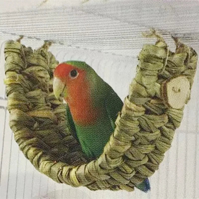1pc Parrot Grass Woven Hammock, Bird Swing, Bird Supplies Courtyard Simulation Hanging Decoration, Birdcage Platform Accessories