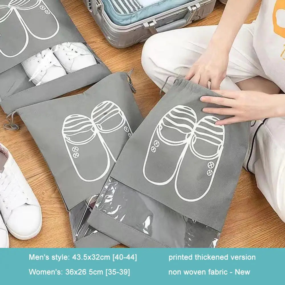 Portable Translucent Matte Non-woven Shoe Storage Bag Dust-proof Travel Organizer