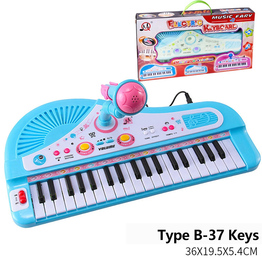 Chriyungel Kids Electronic Piano Keyboard with Microphone 61 Keys or 37 Keys Musical Instrument Toy for Beginner Children