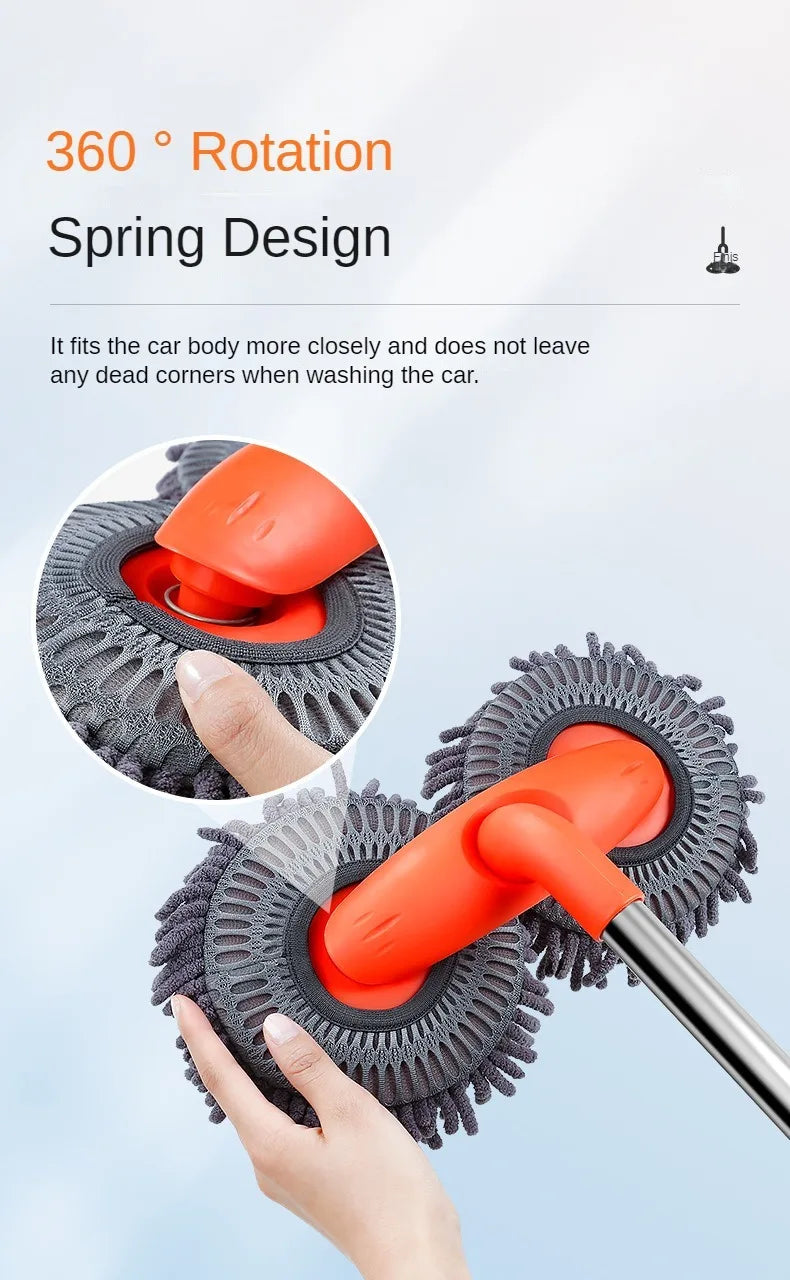 LEIBOO Telescopic Car Cleaning Brush Mop with Double Brush Head for Roof and Window Washing