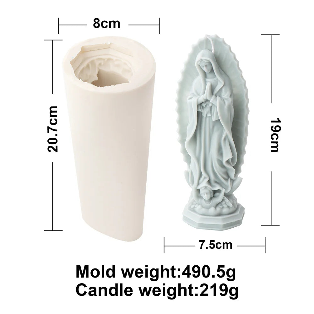 Religious Blessed Virgin Mary Candle Silicone Mold for Crafts