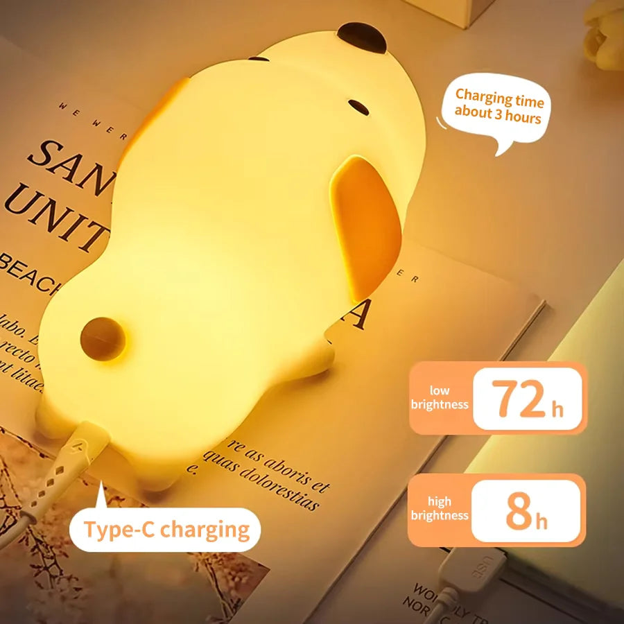 Bunny Silicone Night Light for Kids Room USB Rechargeable Dimmable Sleep Lamp with Timer