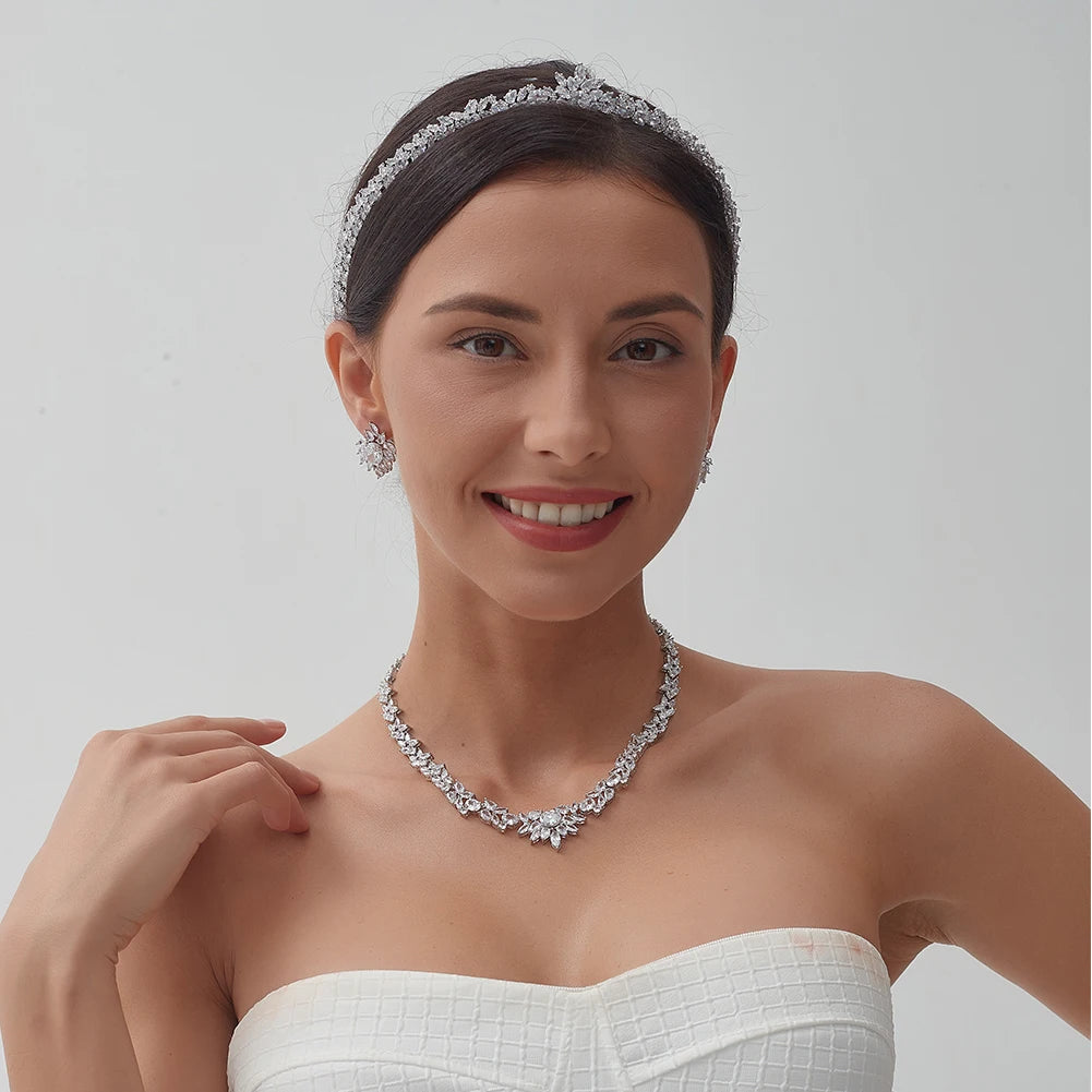 New Fashion Silver Color CZ Tiaras U-Shape Bride Headpiece
