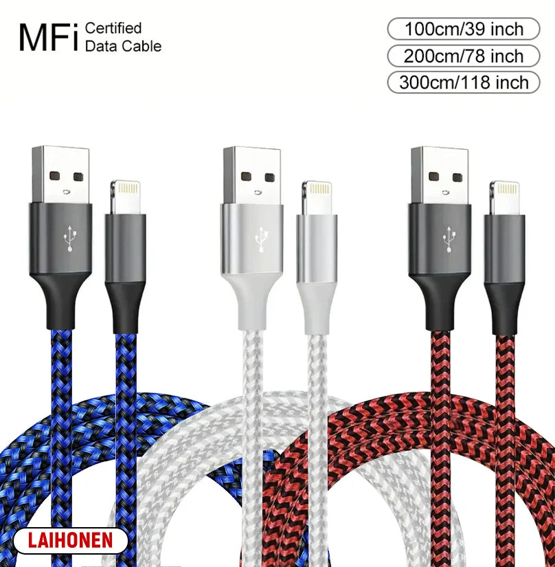 1M 2M 3M USB A To Lightning MFi Certified Cable For iPhone 14 13 12 11 X XR Pro Max Fast Charging Cable Charger Data Wire Cord