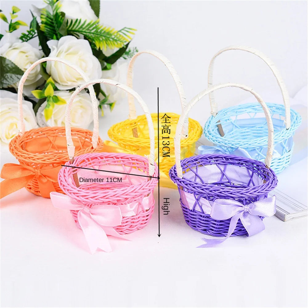 1PC Round Small Flower Storage Basket Hand-Woven Decorative Home Basket