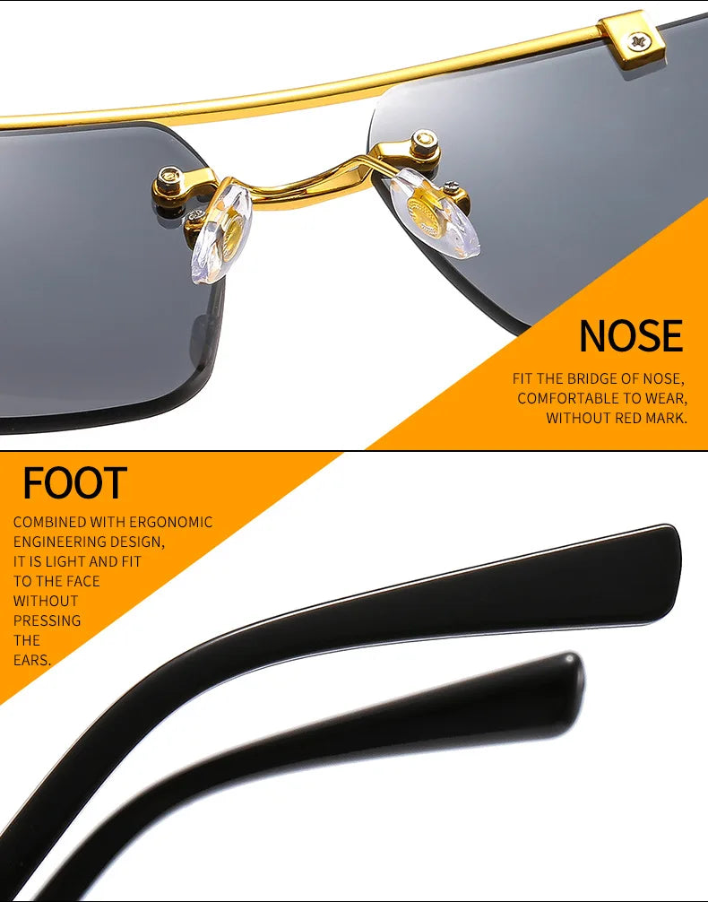 SHAUNA Fashion Metal Leopard Rimless Sunglasses UV400 Shades