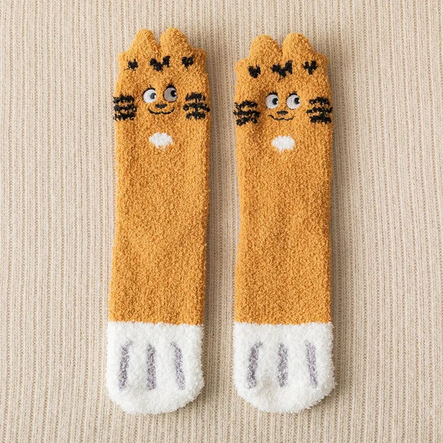 Socks Women Thicken Warm Cute Cat Paw Colorful Winter Sox