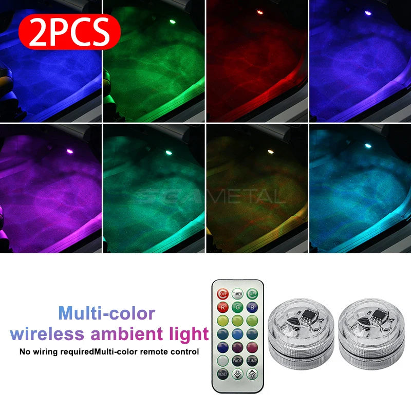 BLALION Wireless Adhesive LED Car Interior Ambient Light Remote Control Auto Roof Foot Lamp Bicycle Tail Light