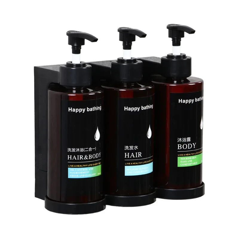 Wall Mounted Hotel Shampoo and Shower Gel Dispenser with Hand Sanitizer Box and Manual Soap Dispenser