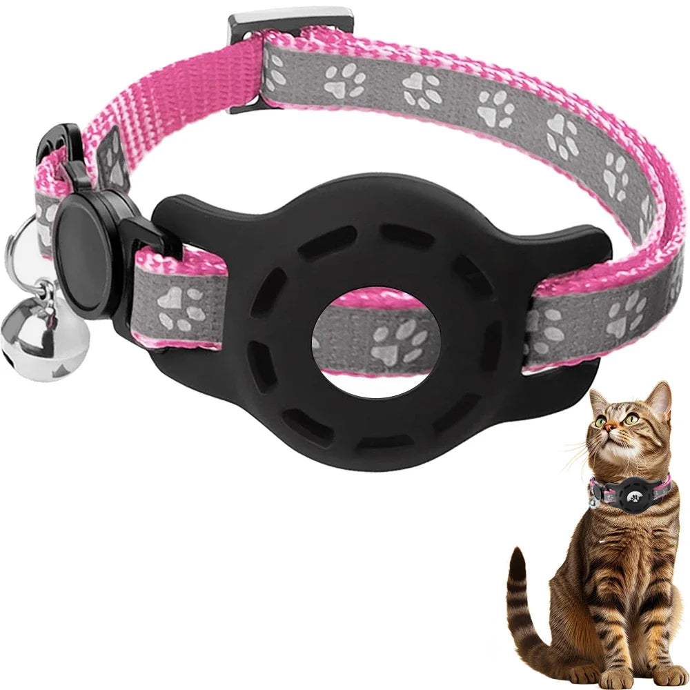 AirTag Cat Collar with Bells, Safety Buckle Cats Collar with Airtag Holder, Anti-Lost Cat Collars for Girl Boy Cats Kitty Puppy