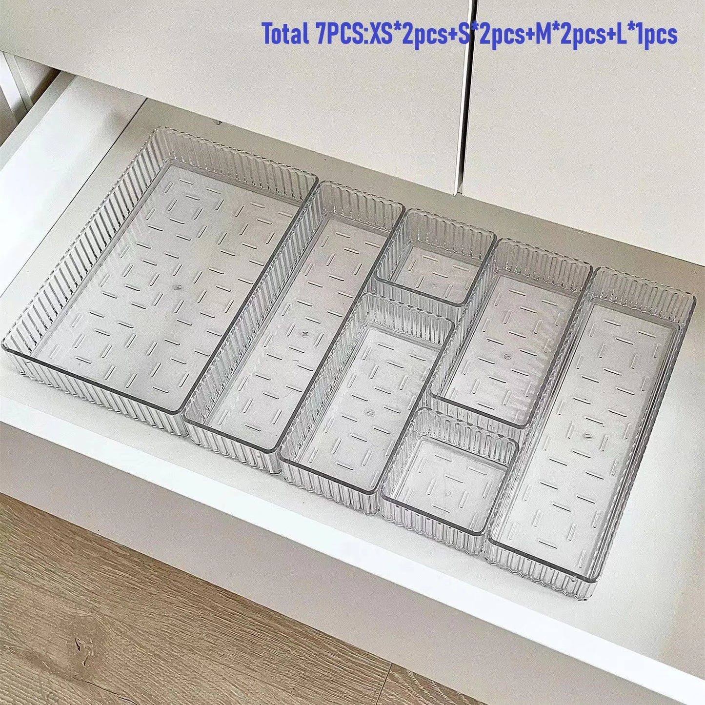 Clear Plastic Drawer Organizers Set for Bathroom and Vanity Storage Bins
