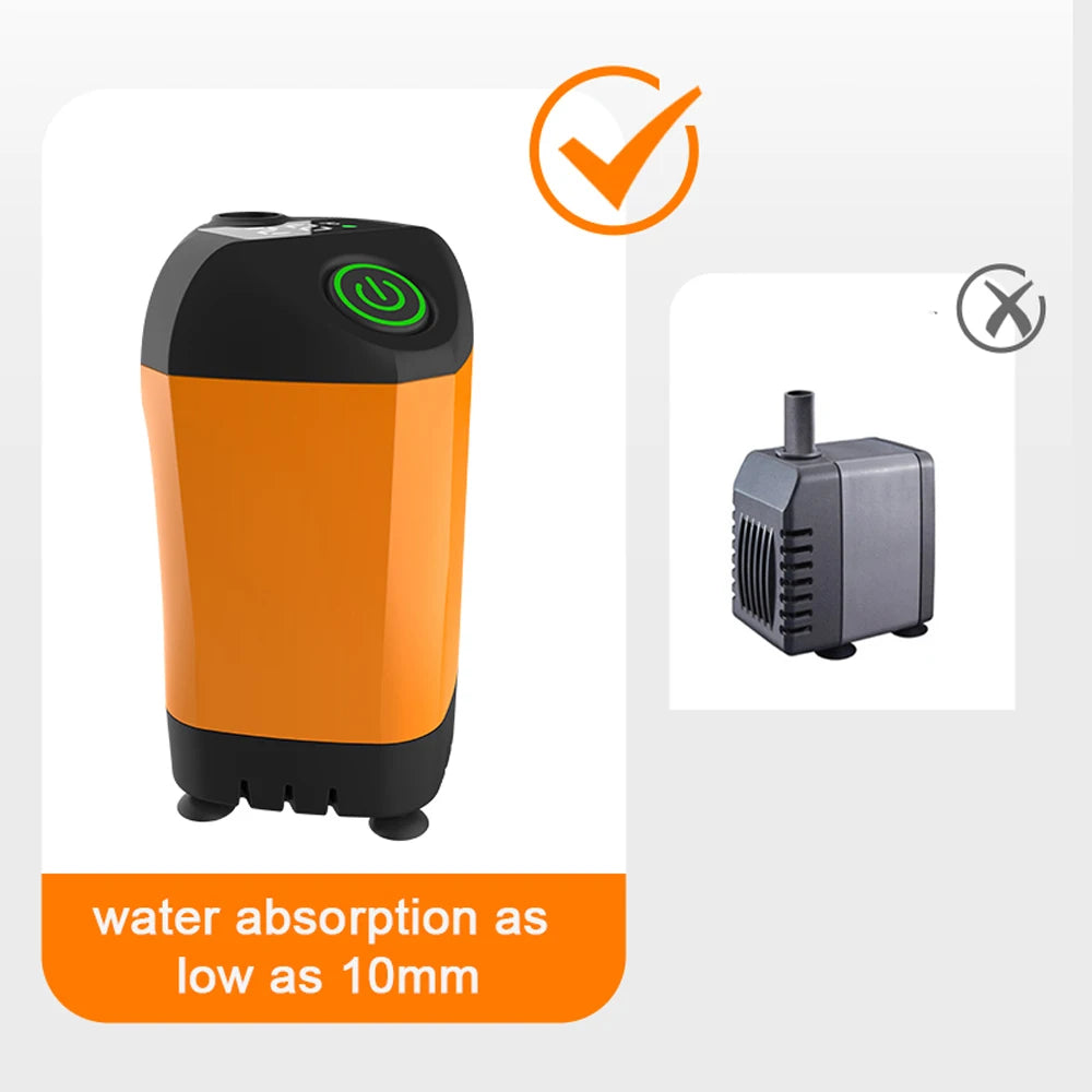 Outdoor Camping Shower IPX7 Waterproof Orange with Digital Display Portable Electric Shower Pump