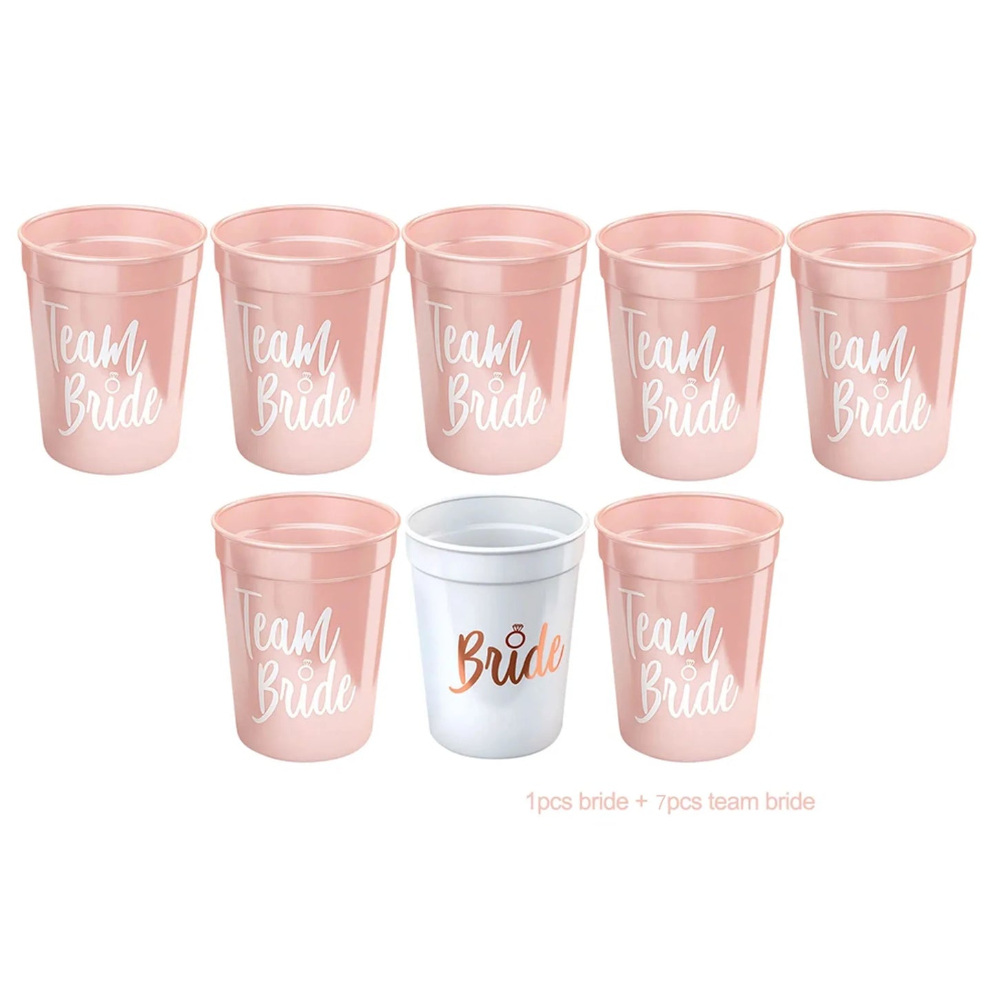 Bachelorette Party Team Bride Plastic Drinking Cups Set for Bridal Shower and Hen Party Supplies