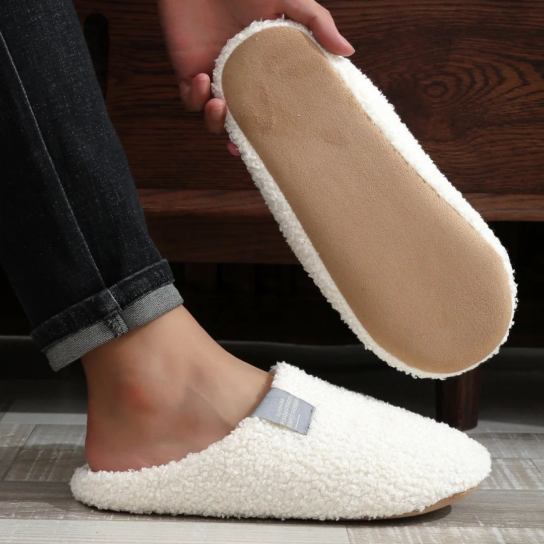 Couples Home Slippers Soft Fur Warm Indoor Flat Slides