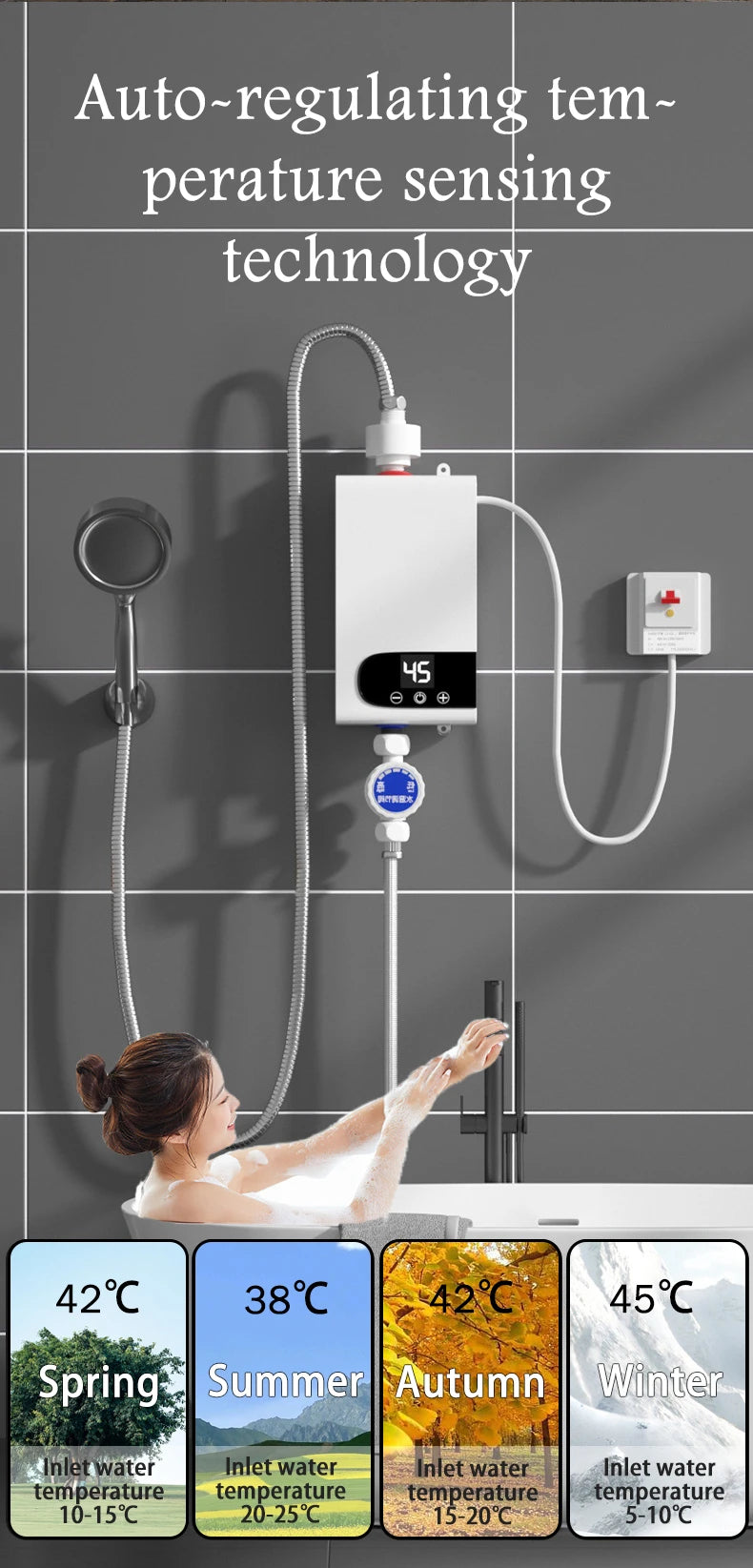 Instant Water Heater 220V 5500W Portable Electric Heater for Quick Bathroom and Kitchen Hot Water