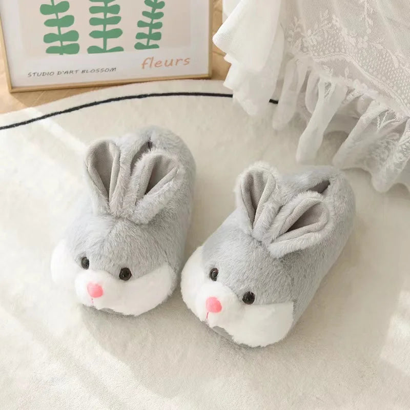 Cute Cartoon Rabbit Cotton Slippers Warm Non-slip Plush Shoes