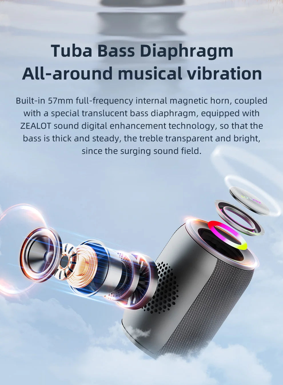 Zealot S62M Portable Bluetooth Karaoke Machine with Wireless Microphones Ideal for Home and Family Gatherings