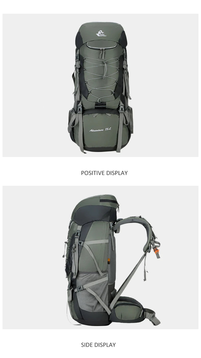 75L Camping Backpack Travel Sport Bag With Rain Cover Men