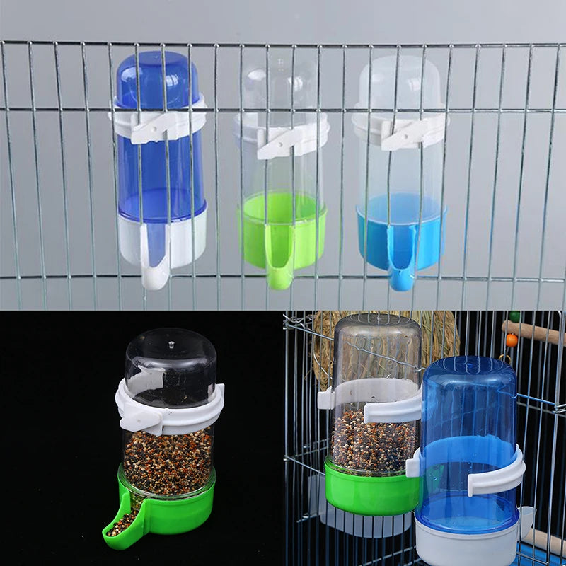 1X High Quality 1Pc Bird Feeder Plastic Food Water Feeding Automatic Drinker Parrot Pet Dispenser Drinking Cup Bowls Parrot Cage