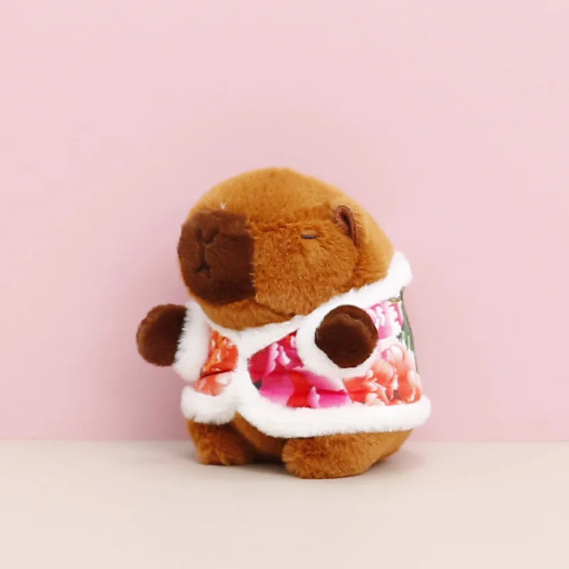 Strawberry Hat Capybara Plush Toy Keychain and Backpack Pendant