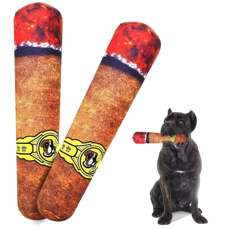 Pet Funny Toys Cigar Big Smoke Plush Sound Squeak Fake Cigarettes Toys Dog Chew Molar Interactive Game Bite Resistant Pet Toy